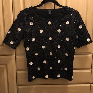 J Crew polka dot sequence top